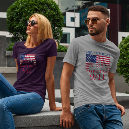 Patriot Day 9/11 T-Shirt - Never Forget American Flag NYC Memorial Tee