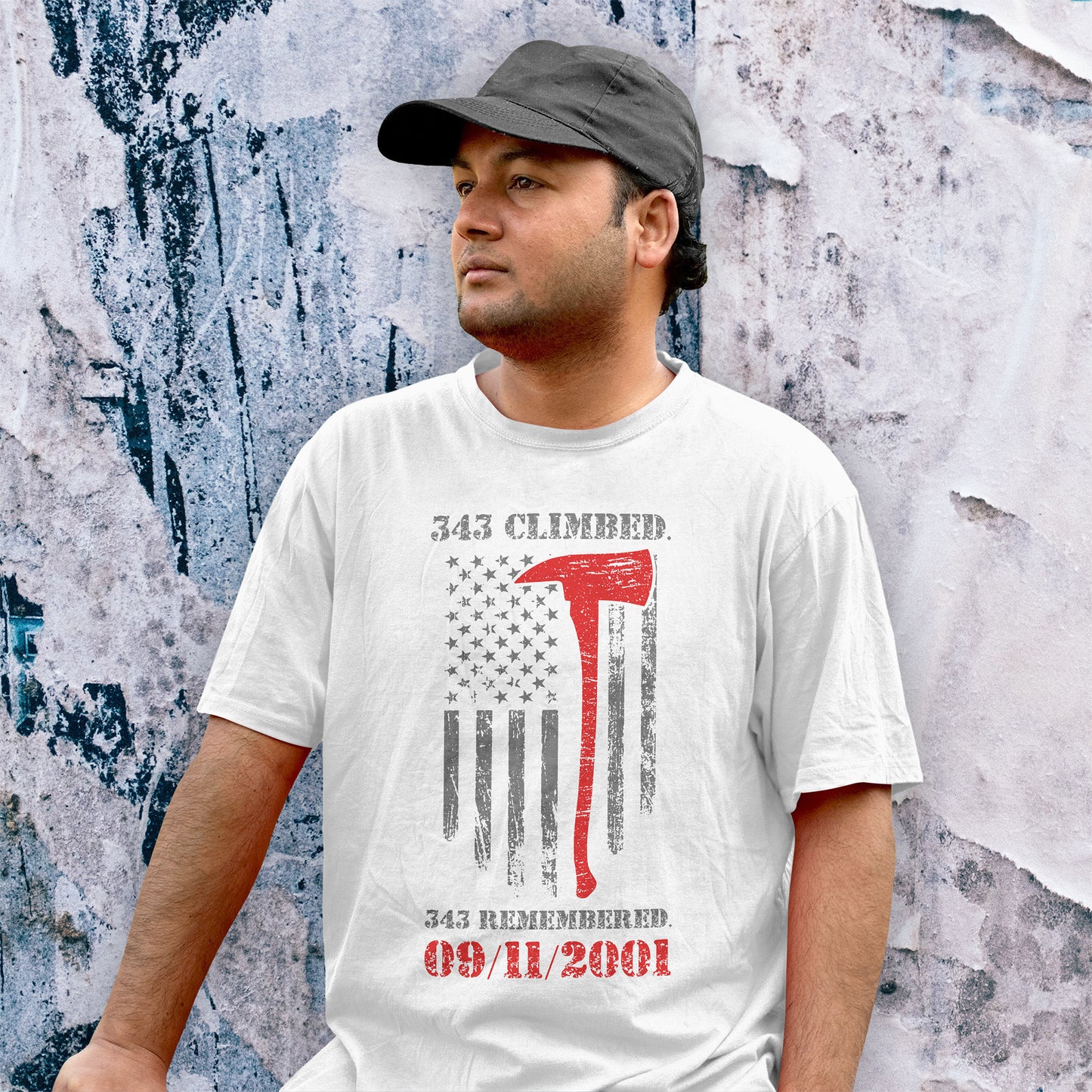343 Climbed 343 Remembered T-Shirt - Firefighter 9/11 Memorial Tee