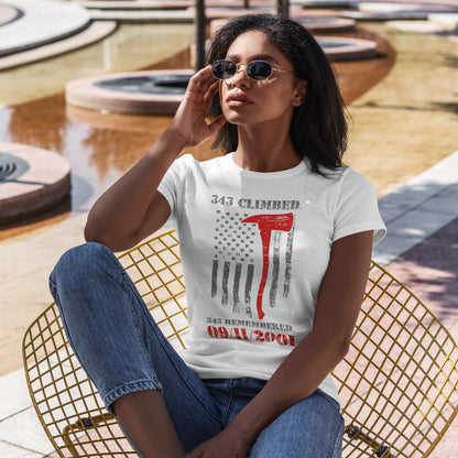 343 Climbed 343 Remembered T-Shirt - Firefighter 9/11 Memorial Tee