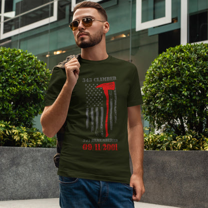 343 Climbed 343 Remembered T-Shirt - Firefighter 9/11 Memorial Tee