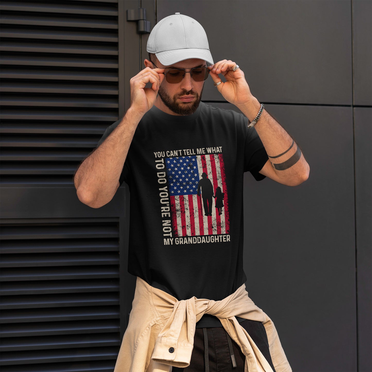 You Cannot Tell Me What To Do T-Shirt - Grandpa & Granddaughter Patriotic Tee