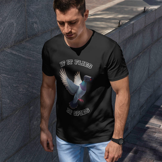 If It Flies It Spies Shirt - Pigeon Surveillance Meme Tee