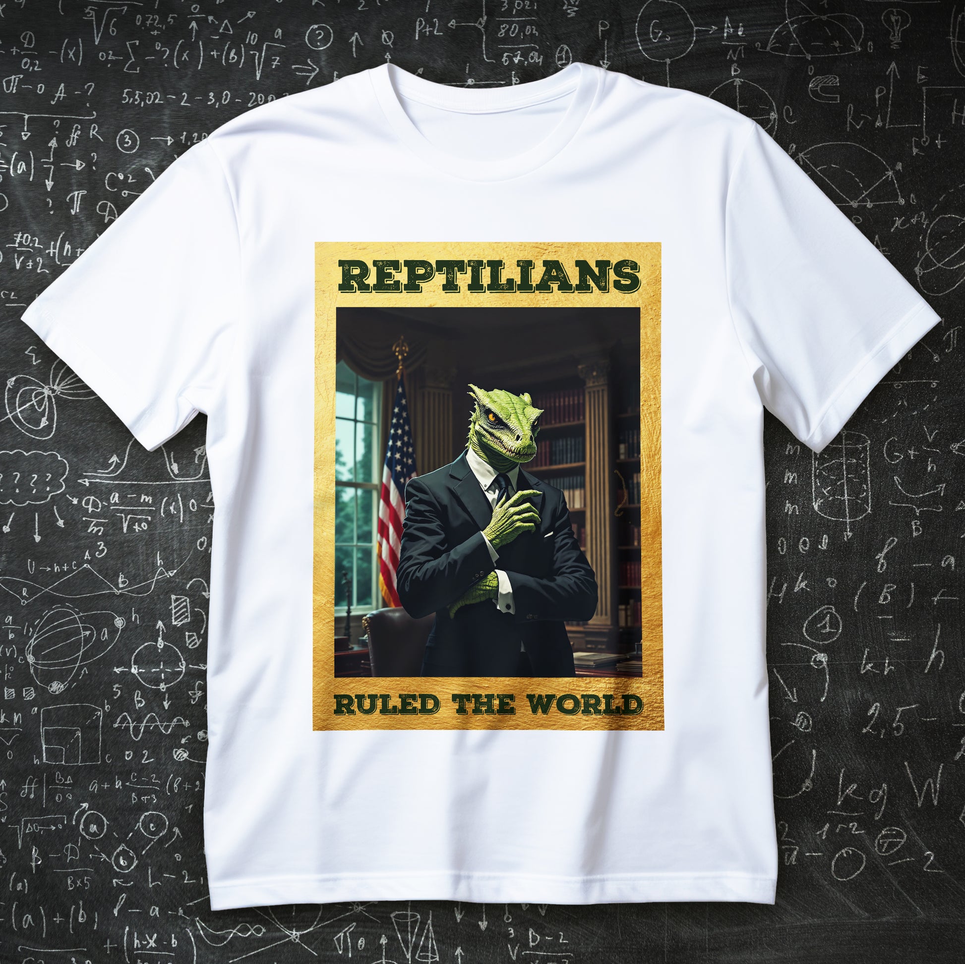 Reptilians Ruled the World reptilian meme satire shirt, retro poster tee