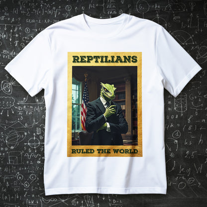 Reptilians Ruled the World reptilian meme satire shirt, retro poster tee