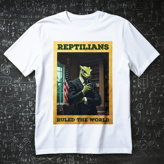 Reptilians Ruled the World reptilian meme satire shirt, retro poster tee