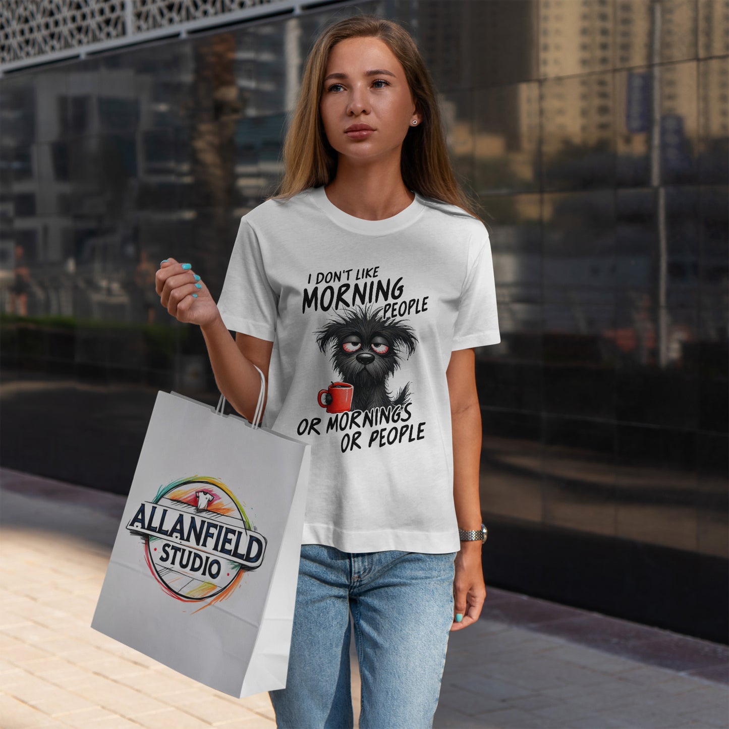 Grumpy Morning Dog T-Shirt - Funny Coffee Tee