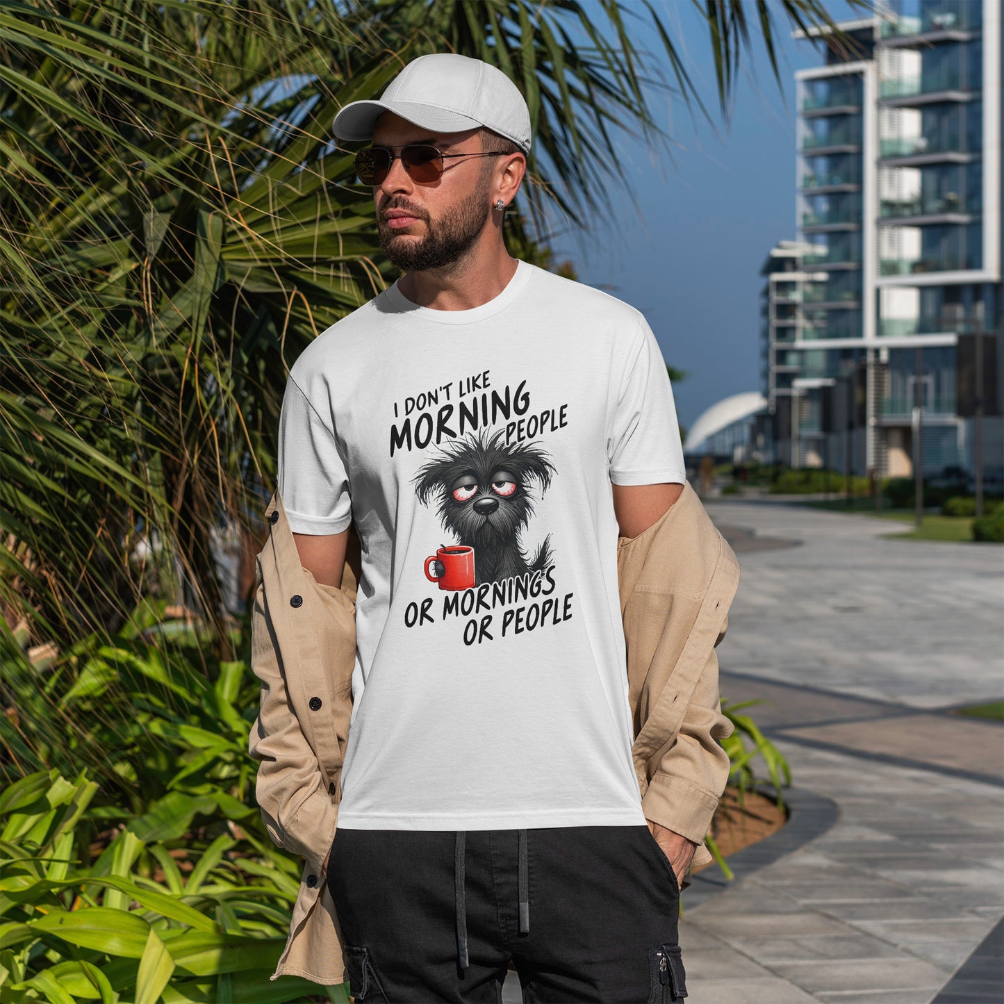 Grumpy Morning Dog T-Shirt - Funny Coffee Tee