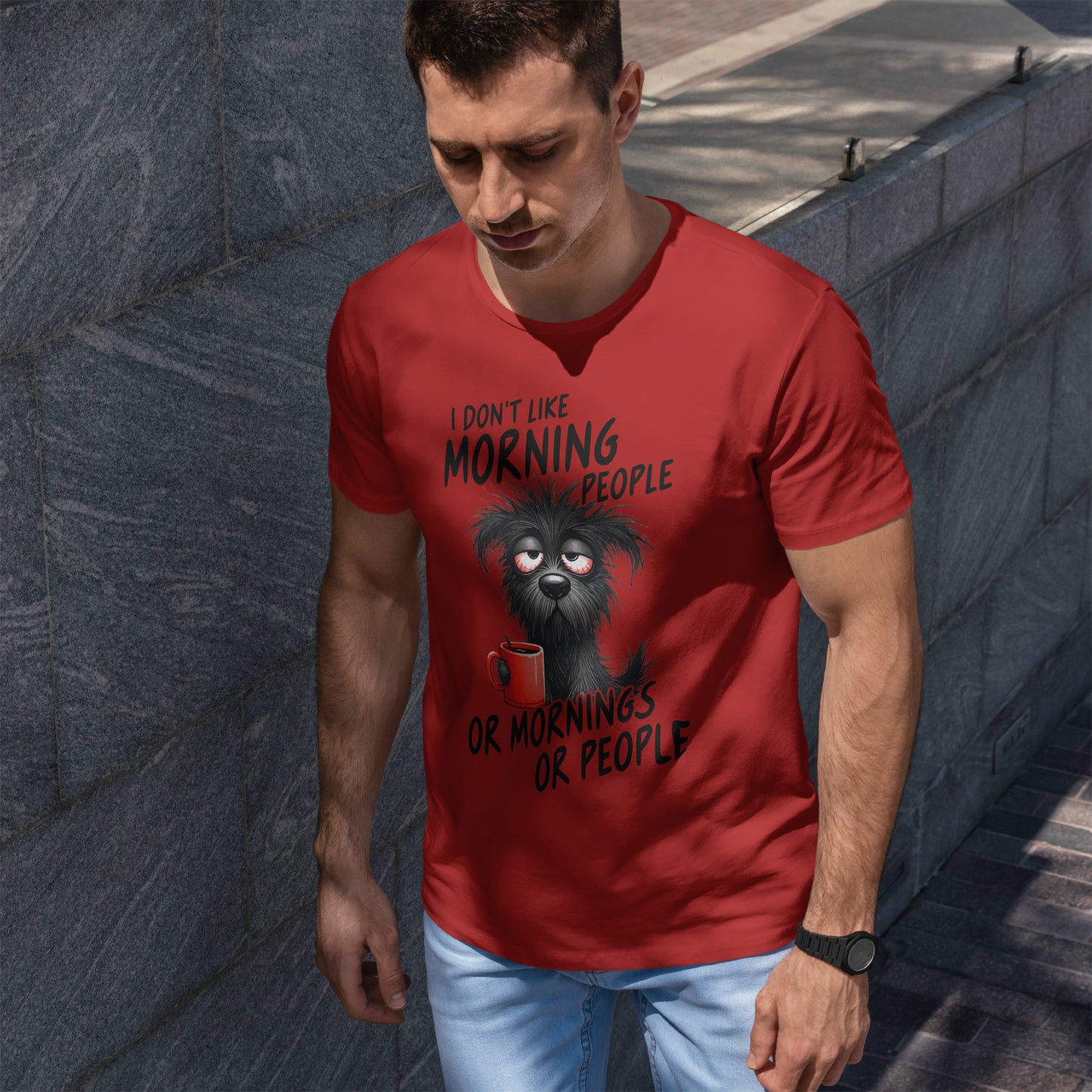 Grumpy Morning Dog T-Shirt - Funny Coffee Tee