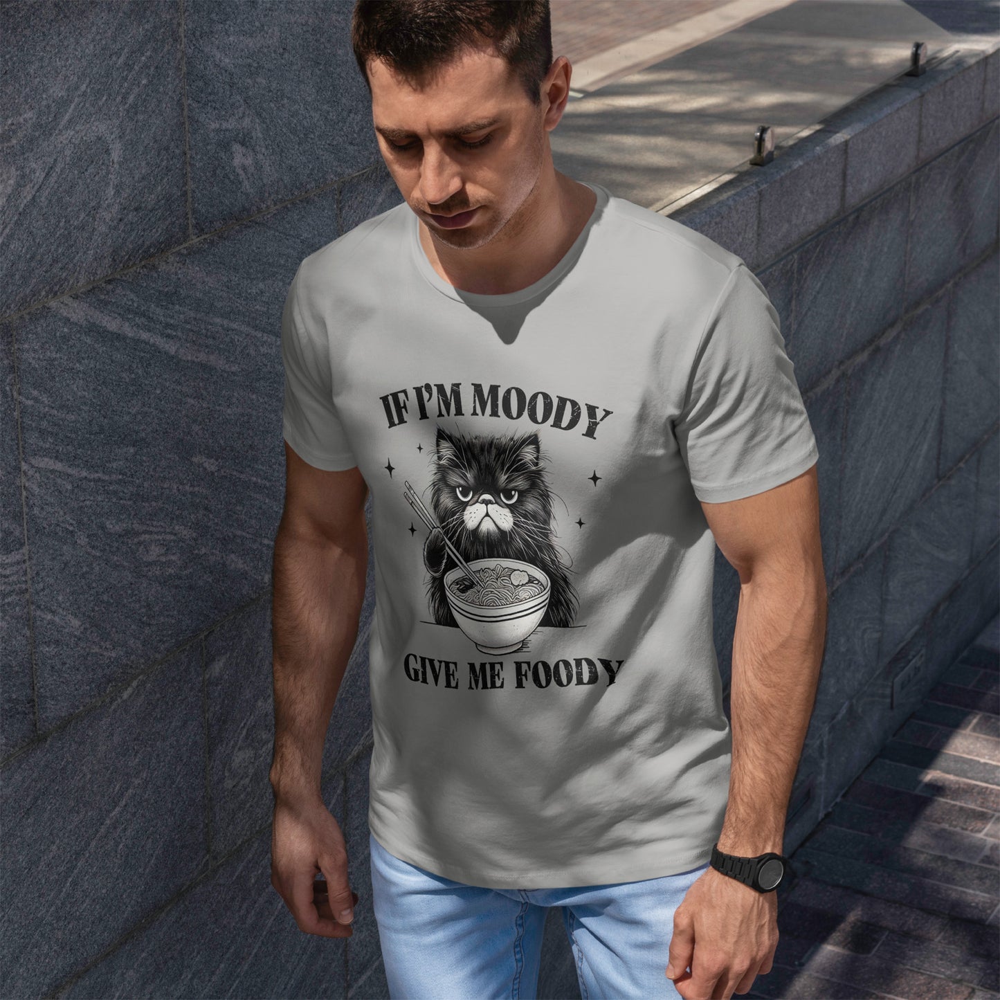 Grumpy Ramen Cat T-Shirt - Moody Kitty Noodles Tee