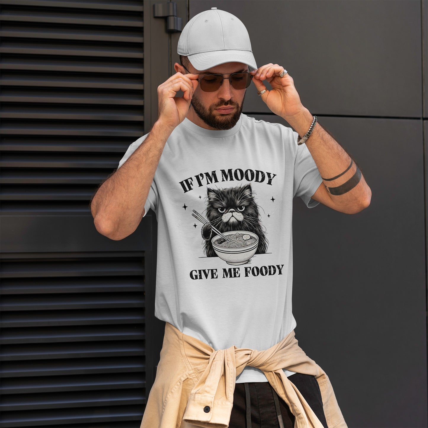 Grumpy Ramen Cat T-Shirt - Moody Kitty Noodles Tee