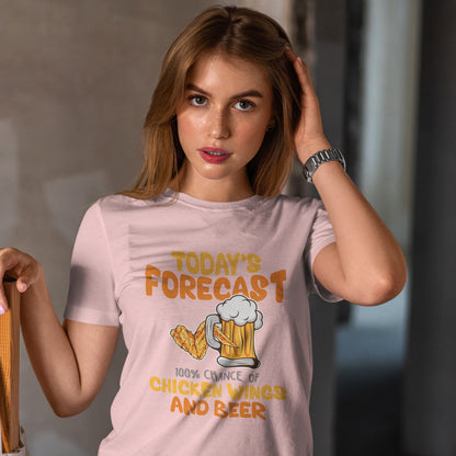 Today's Forecast 100% Chicken Wings & Beer T-Shirt - Funny Tailgate BBQ Tee