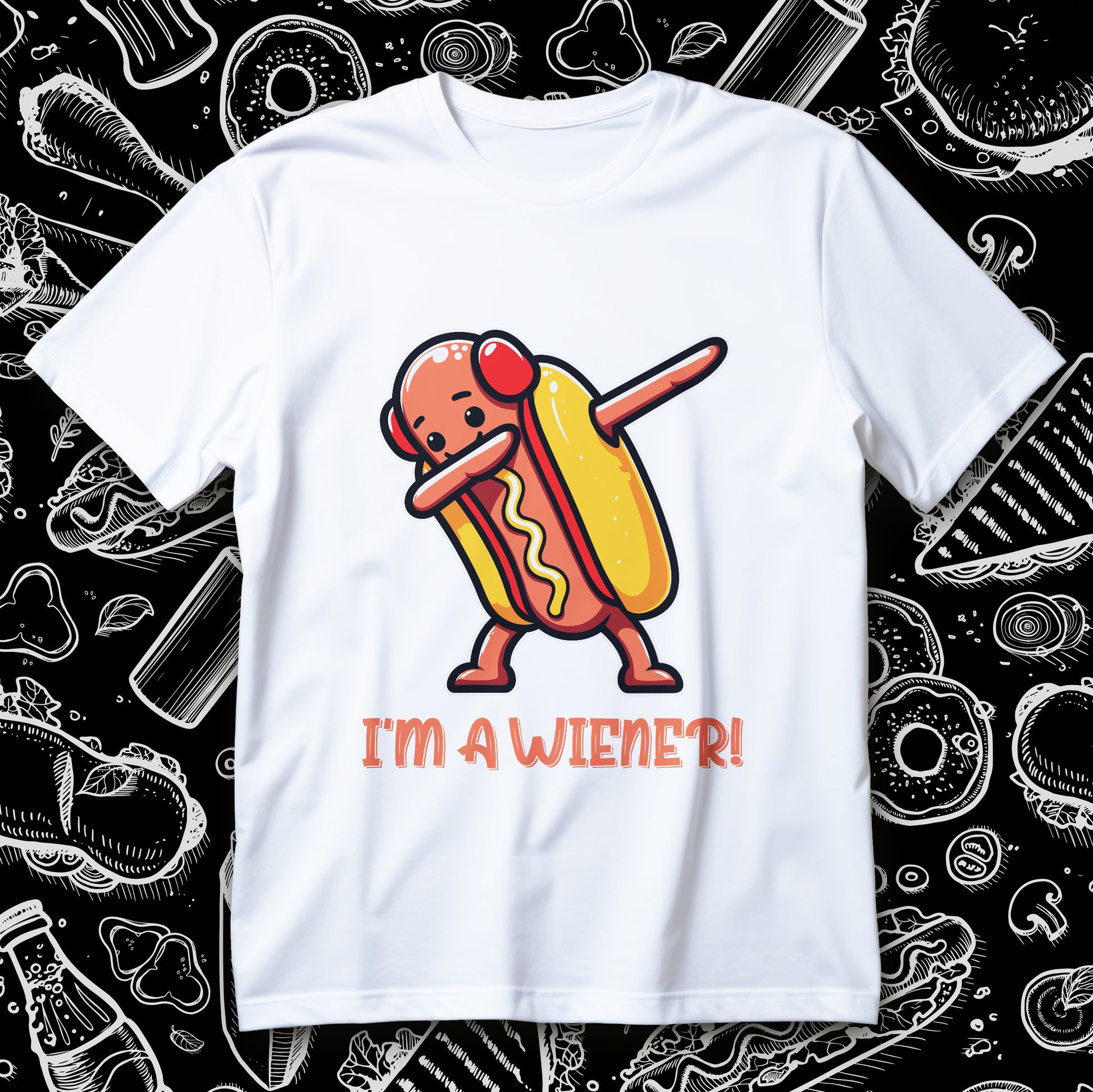 i'm a wiener hot dog t-shirt - dabbing sausage funny bbq pun kawaii graphic