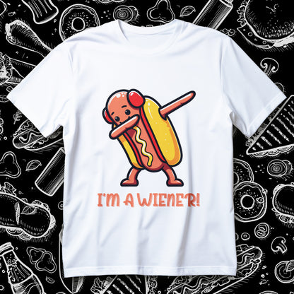 i'm a wiener hot dog t-shirt - dabbing sausage funny bbq pun kawaii graphic