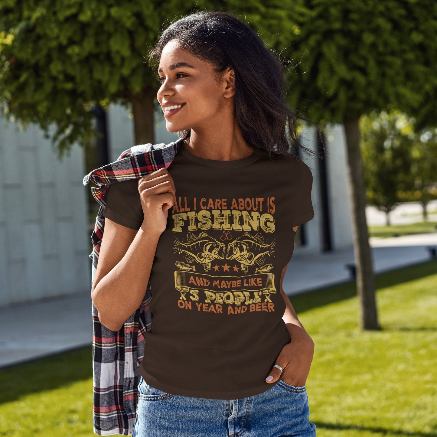 All I Care About Is Fishing T-Shirt - Funny Angler Tee