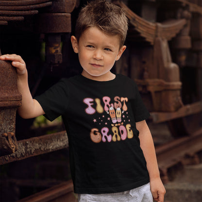 First Grade Bubble Letters T-Shirt | Cute Retro Back to School Kids Tee