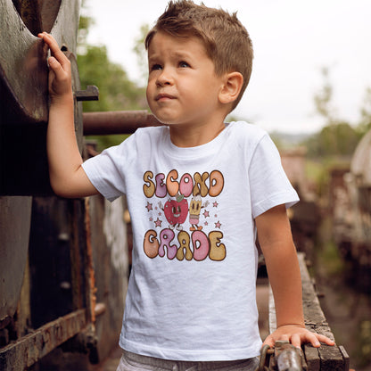 Second Grade Bubble Letters T-Shirt | Cute Retro Kawaii Back to School Kids Tee