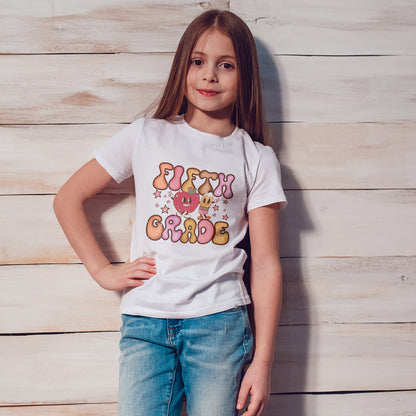 Fifth Grade Bubble Letters T-Shirt | Cute Retro Back to School Tee