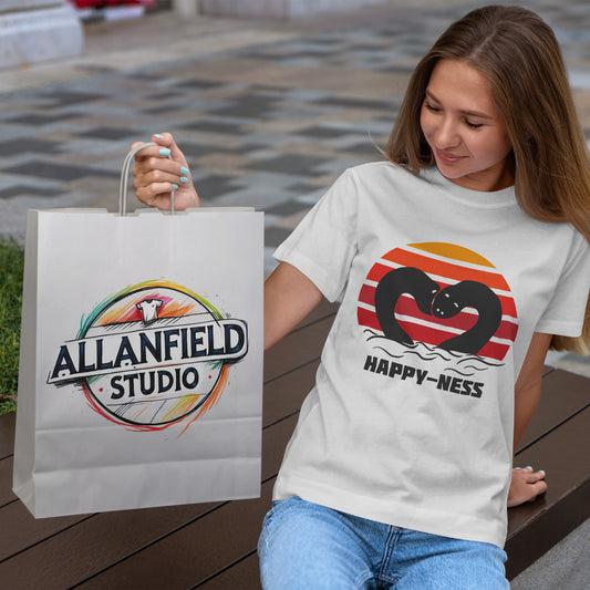 Happy-Ness Loch Ness Shirt - Cute Nessie Heart Retro Sunset Tee - Scotland Souvenir