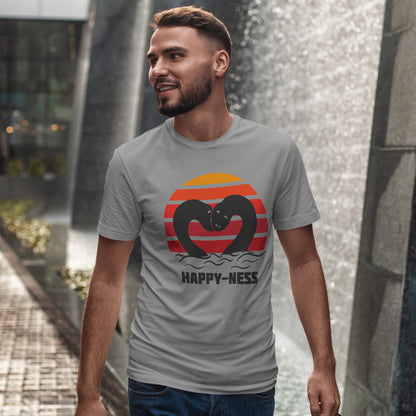 Happy-Ness Loch Ness Shirt - Cute Nessie Heart Retro Sunset Tee - Scotland Souvenir