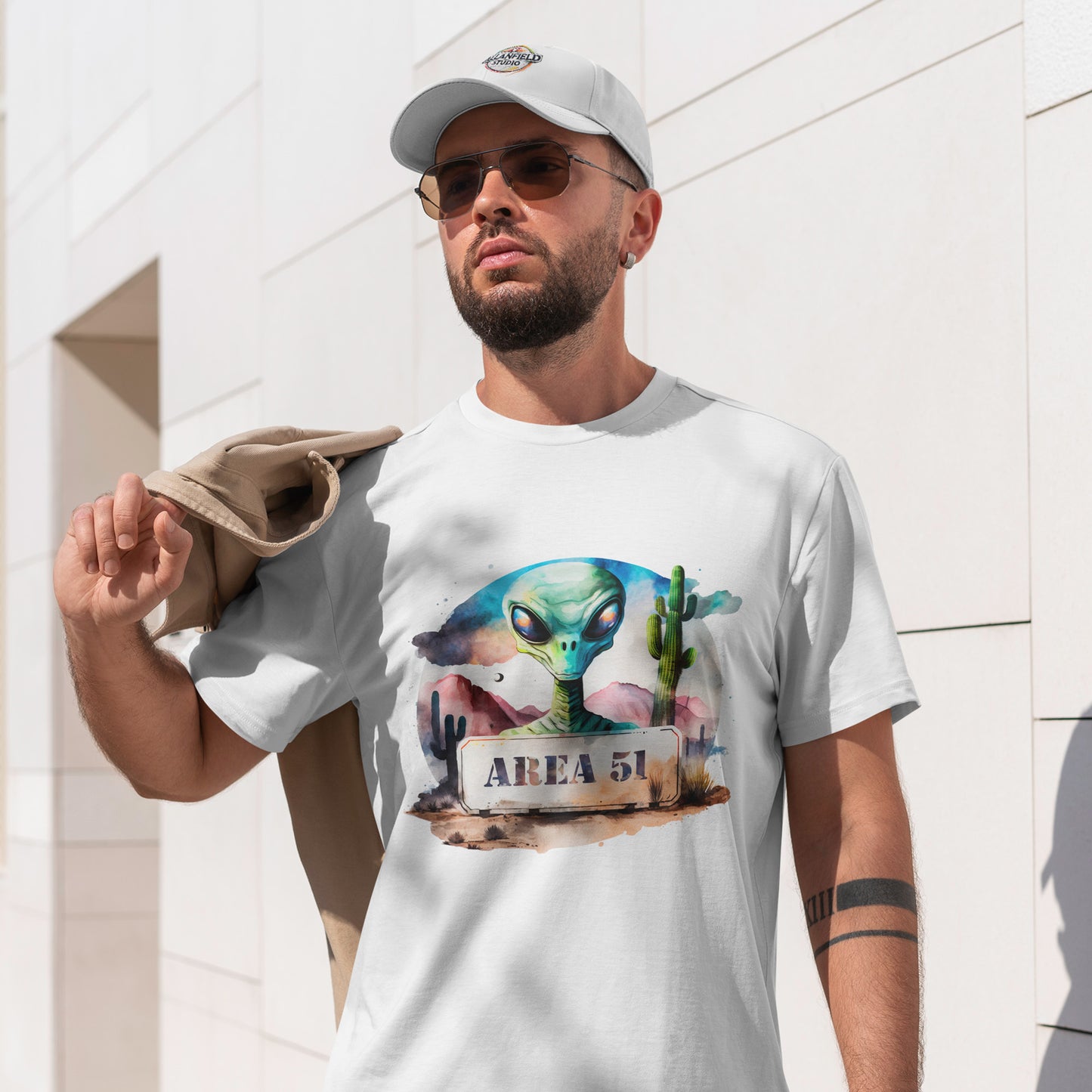 Area 51 Alien Shirt - Watercolor UFO Desert Tee, Roswell Sci-Fi Aesthetic T-Shirt