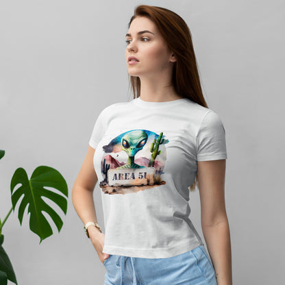 Area 51 Alien Shirt - Watercolor UFO Desert Tee, Roswell Sci-Fi Aesthetic T-Shirt