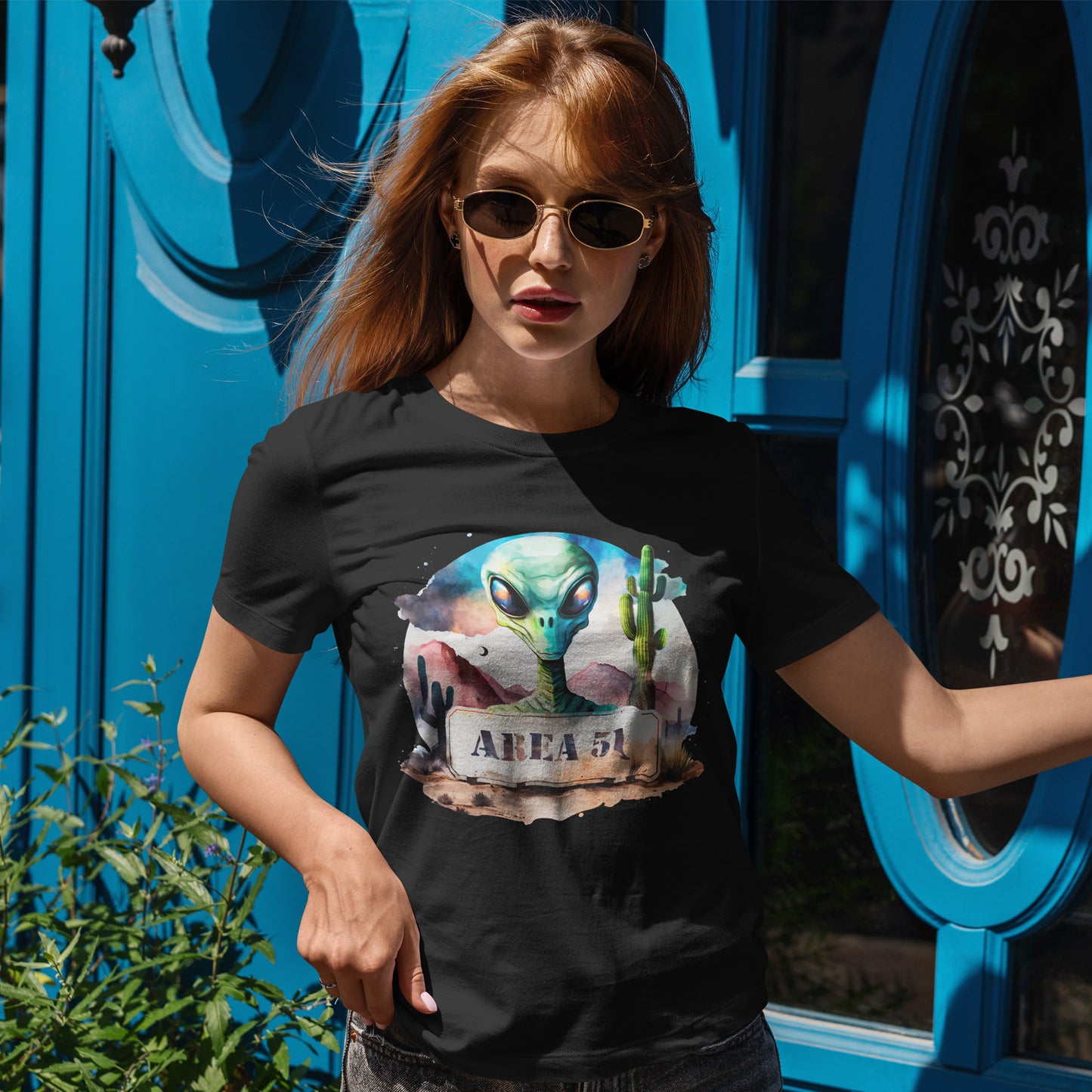 Area 51 Alien Shirt - Watercolor UFO Desert Tee, Roswell Sci-Fi Aesthetic T-Shirt