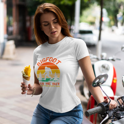 Bigfoot Saw Me But Nobody Believes Him T-Shirt - Retro Camping Cryptid Tee