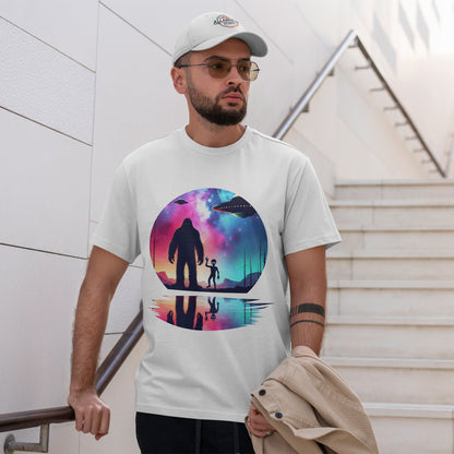 Koszulka z motywem przyjaźni Wielkiej Stopy i Obcych – Retro Vaporwave Galaxy UFO