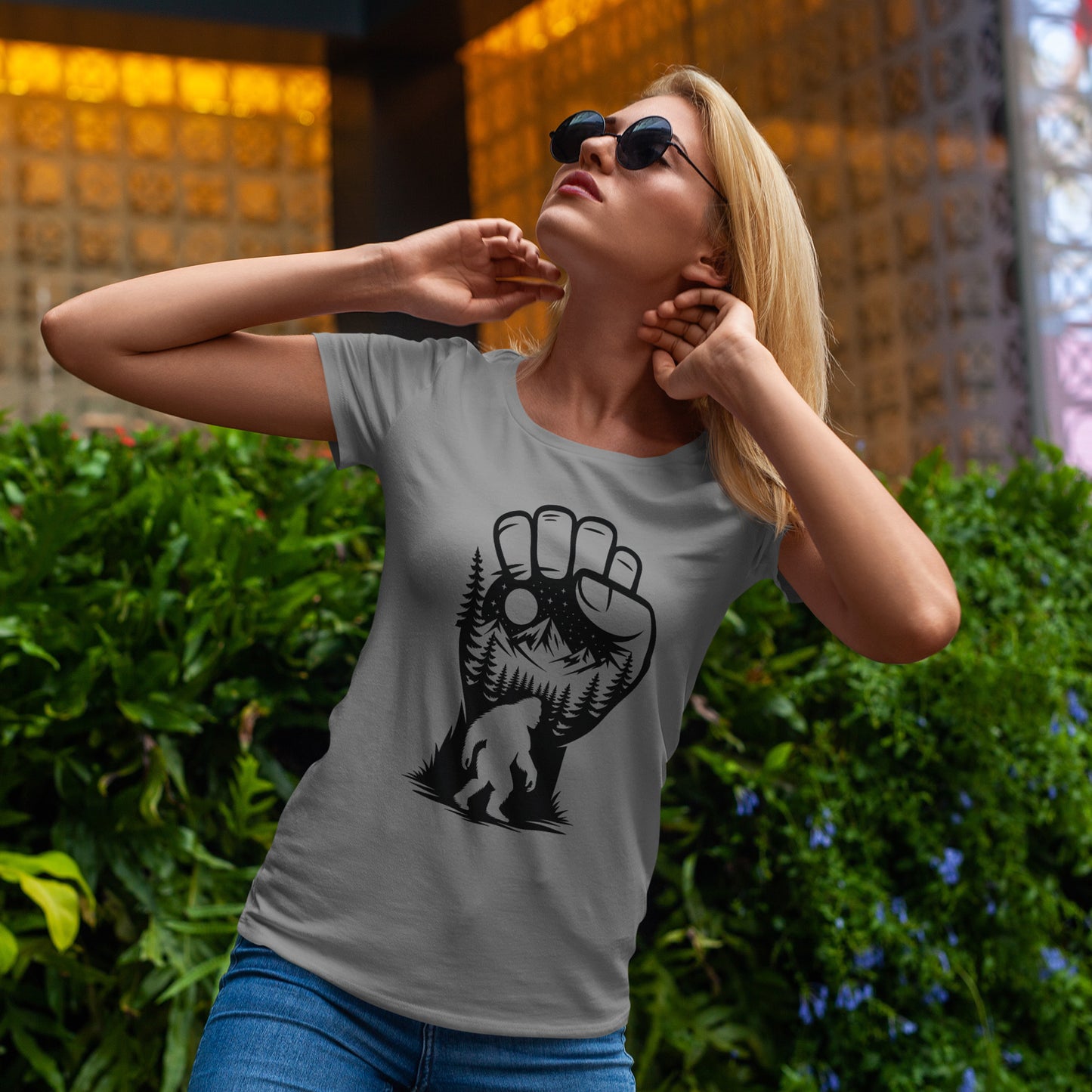 Bigfoot Forest Silhouette T-Shirt - Sasquatch Mountain Tee