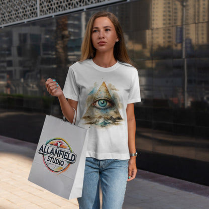 All-Seeing Eye Pyramid T-Shirt - Watercolor Illuminati Aesthetic Tee