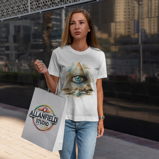 All-Seeing Eye Pyramid T-Shirt - Watercolor Illuminati Aesthetic Tee