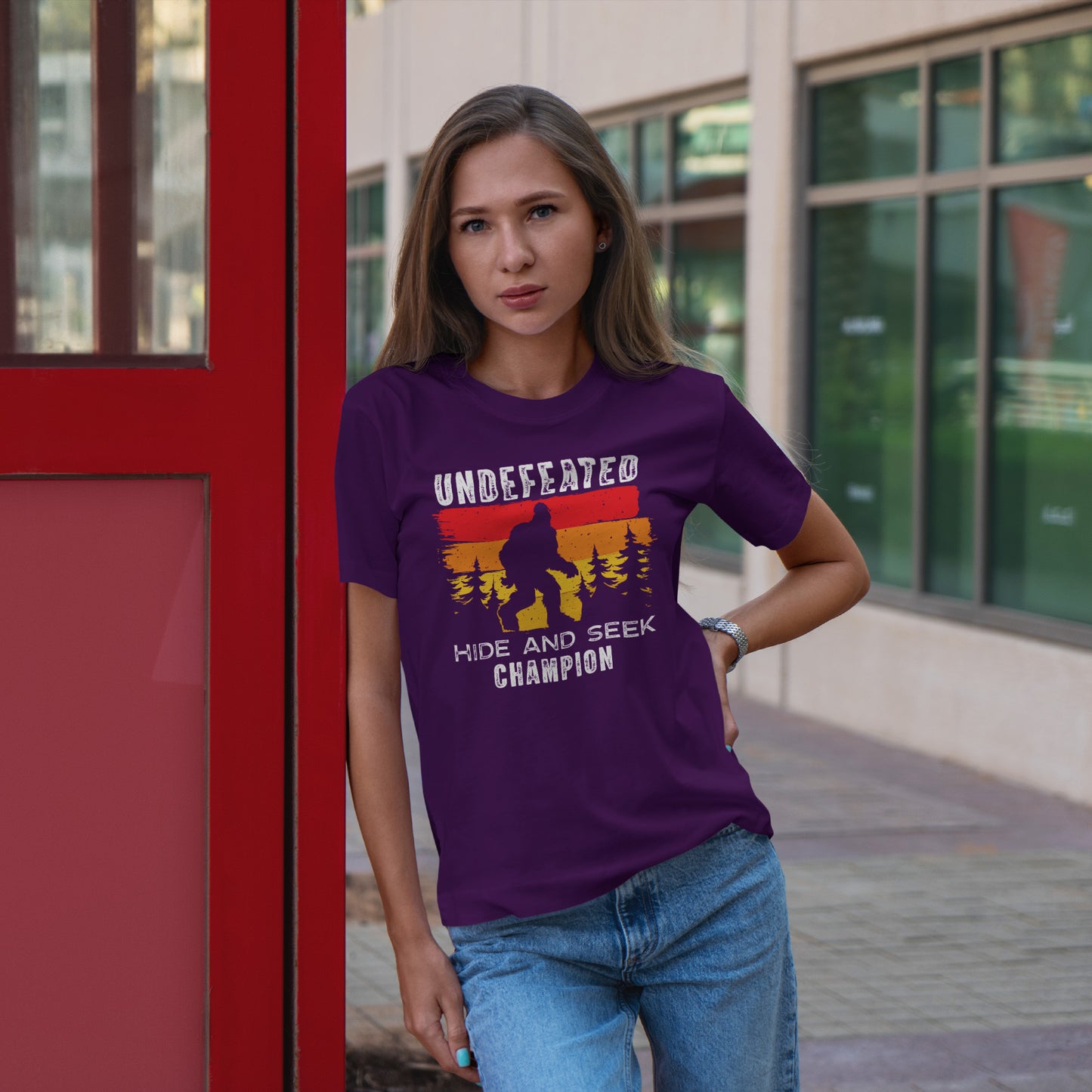Undefeated Hide and Seek Champion Bigfoot T-Shirt - Retro Sunset Tee