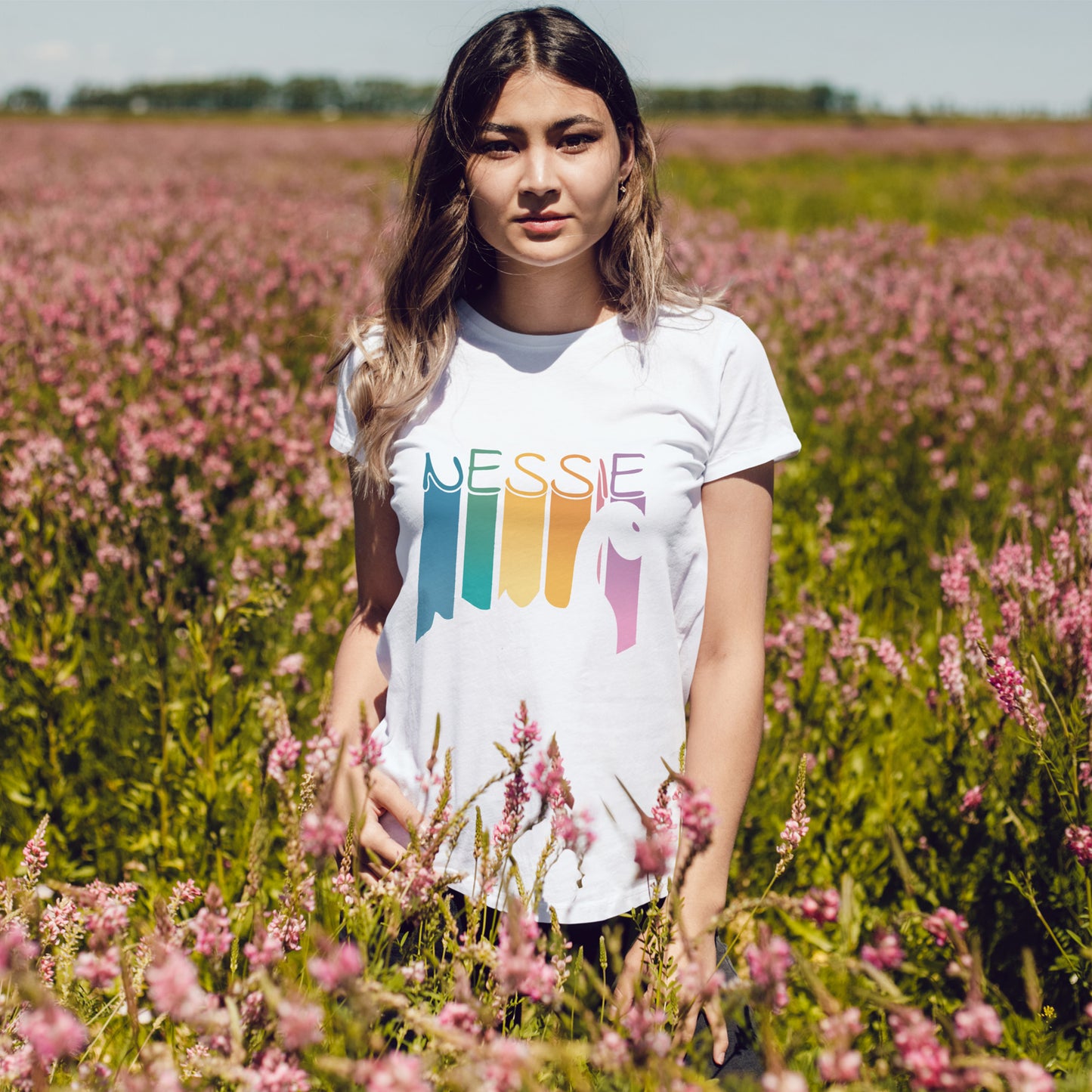 Nessie T-Shirt - Loch Ness Monster Retro Rainbow Tee