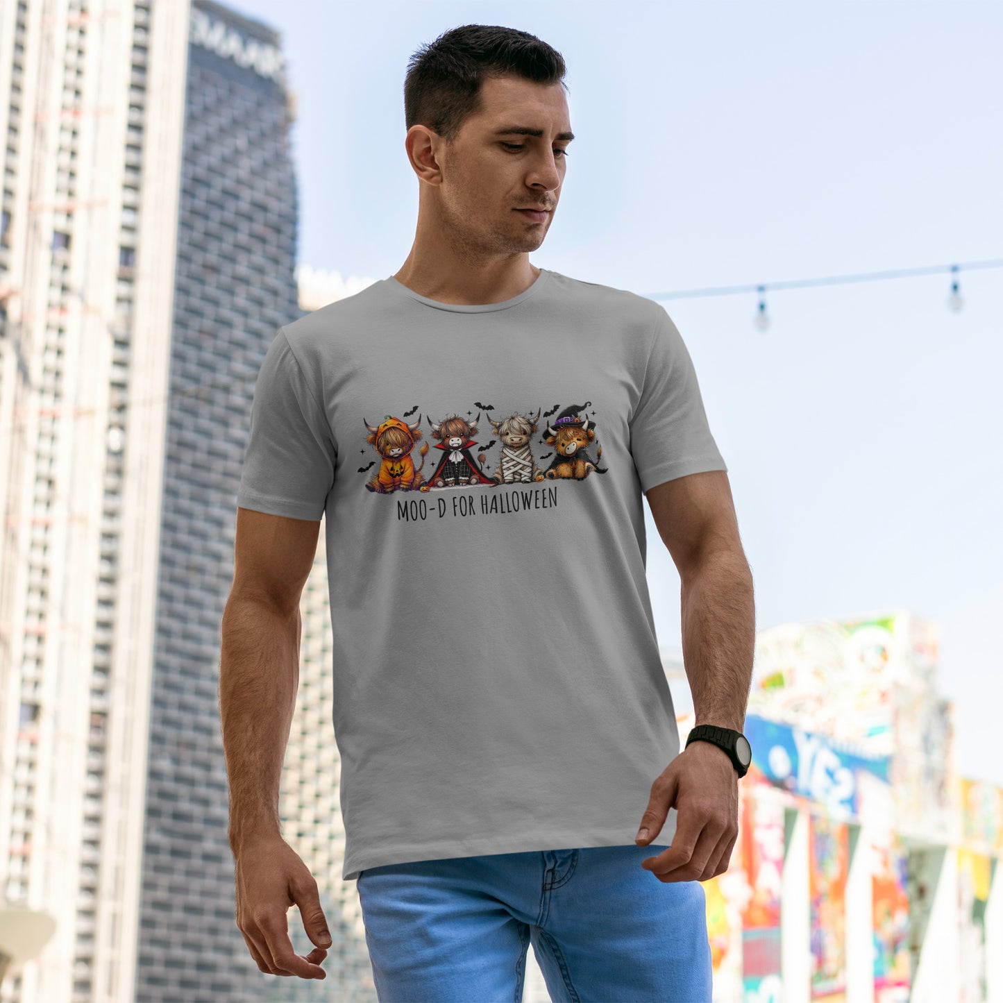 Highland Cow Halloween T-Shirt – Cute Spooky Cows in Costumes