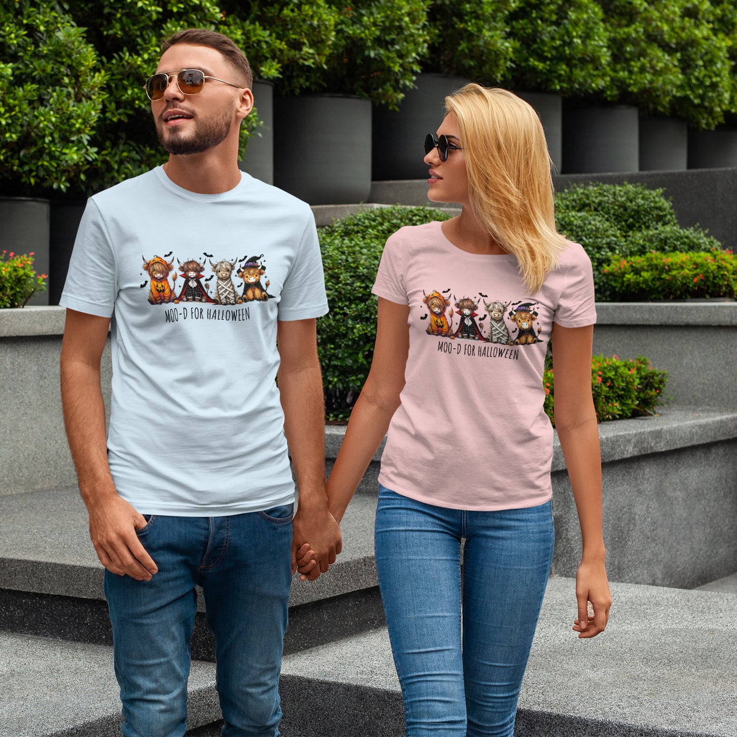 Highland Cow Halloween T-Shirt – Cute Spooky Cows in Costumes