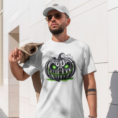 Neon Goo Pumpkin Halloween - Glowing Green Eyes Spooky T-Shirt