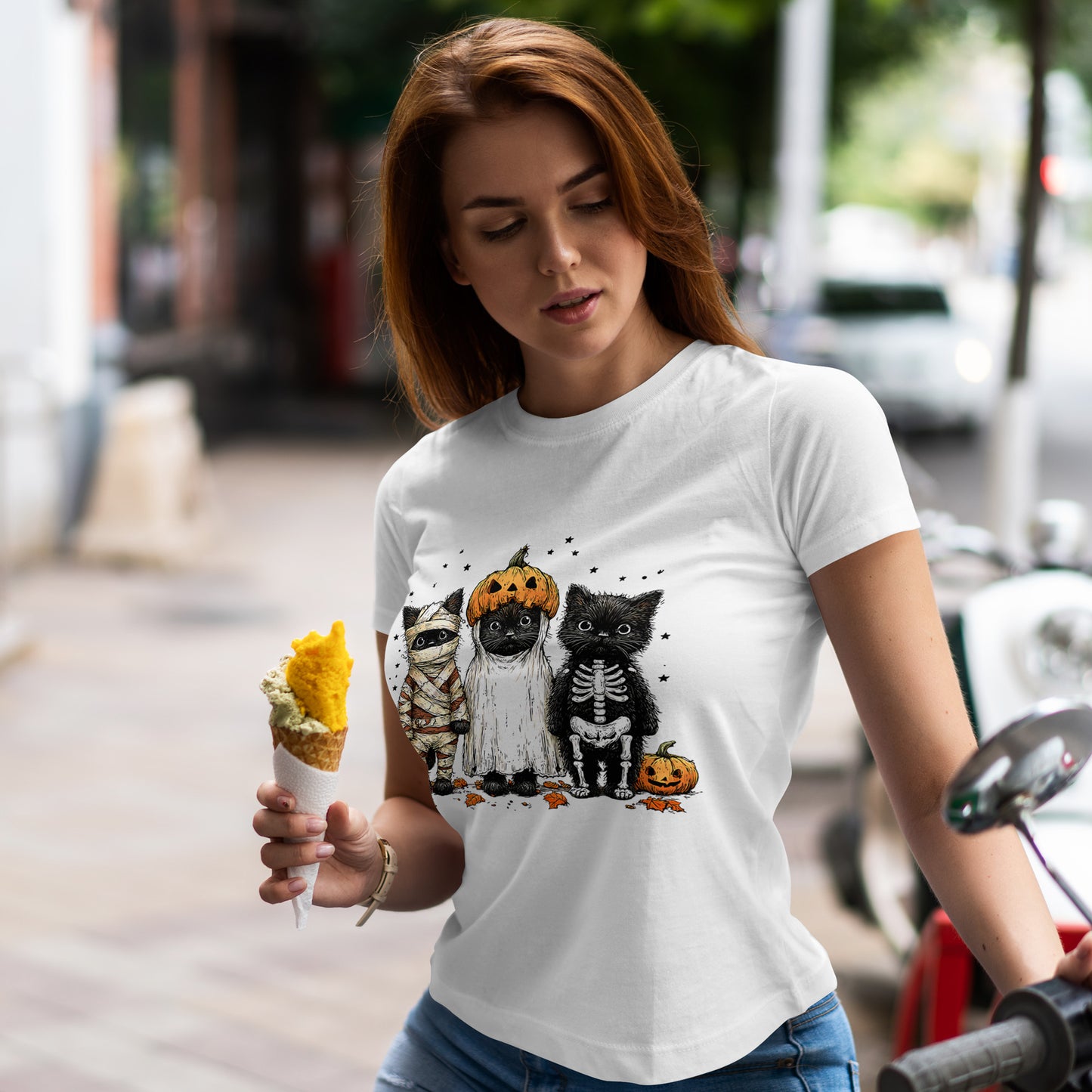 Black Cat Halloween Shirt - Mummy Ghost Skeleton Cats