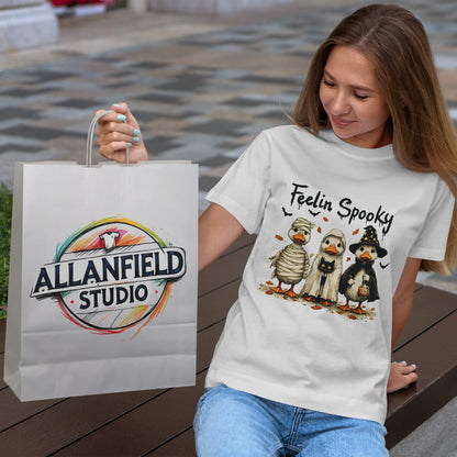 Feelin Spooky Goose Halloween T-Shirt - Cute Ducks in Costumes Tee