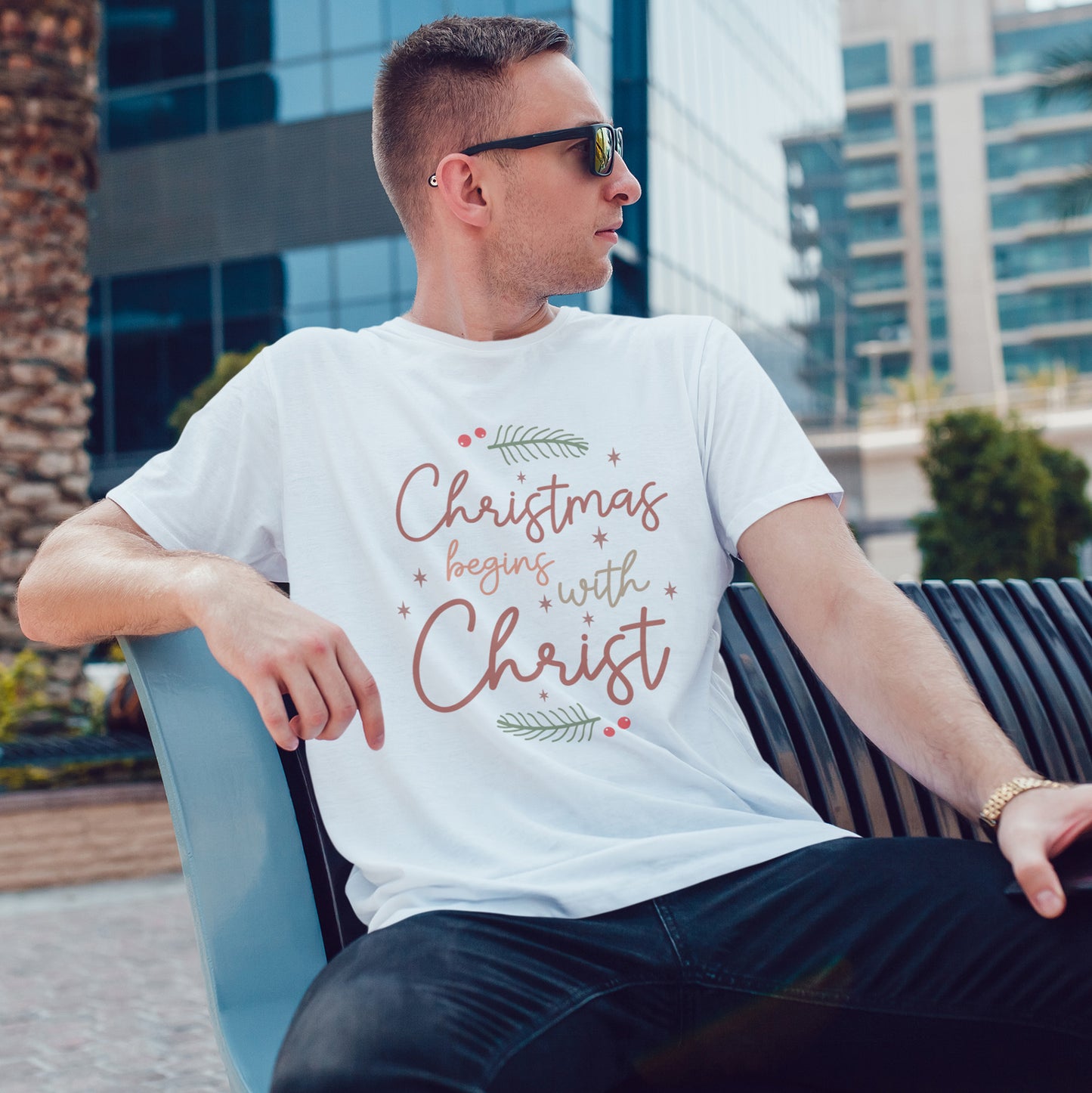 Christmas Begins with Christ Shirt - Hand-Lettered Nativity Faith Gift