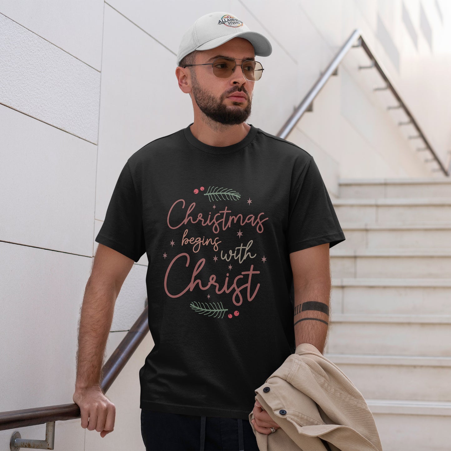 Christmas Begins with Christ Shirt - Hand-Lettered Nativity Faith Gift