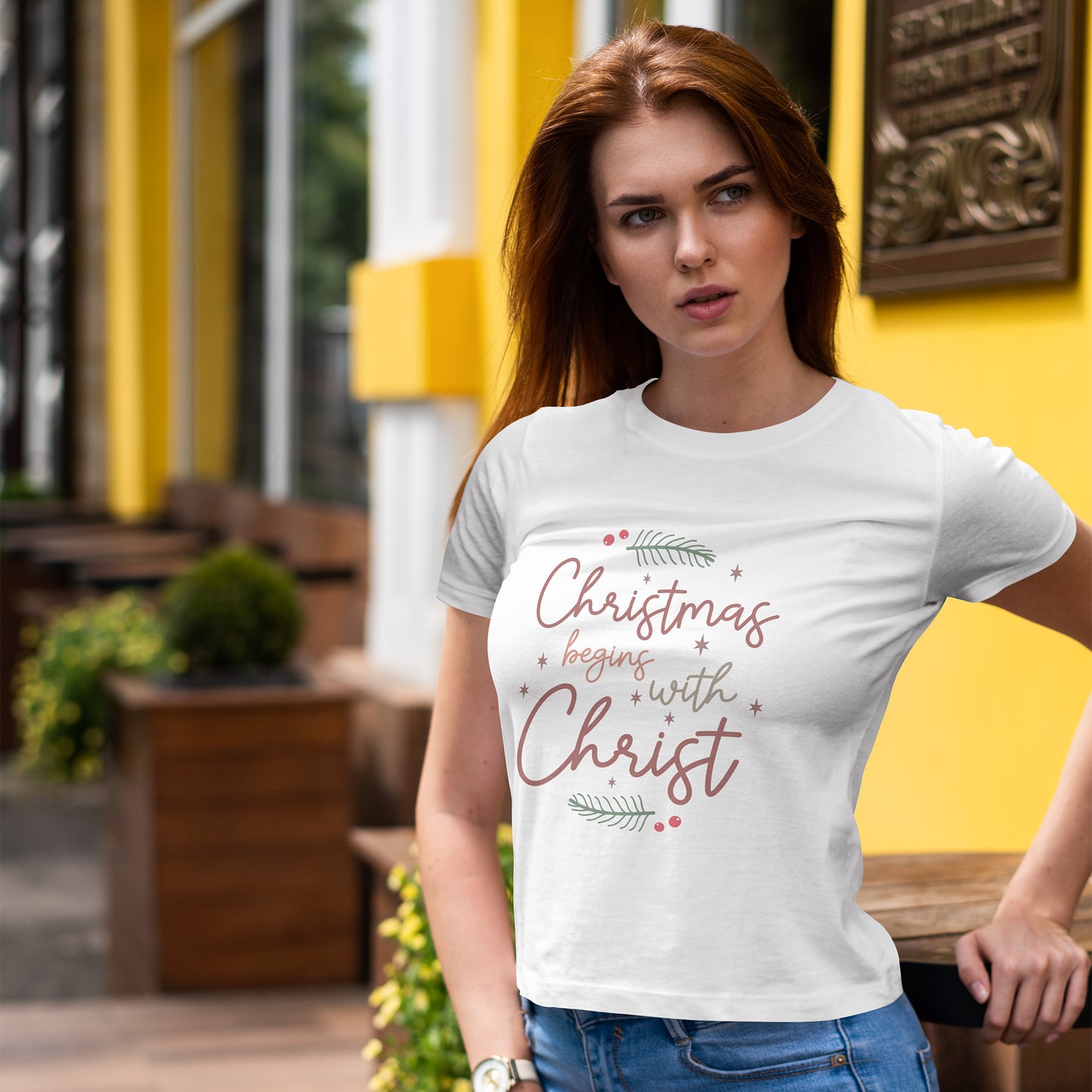 Christmas Begins with Christ Shirt - Hand-Lettered Nativity Faith Gift