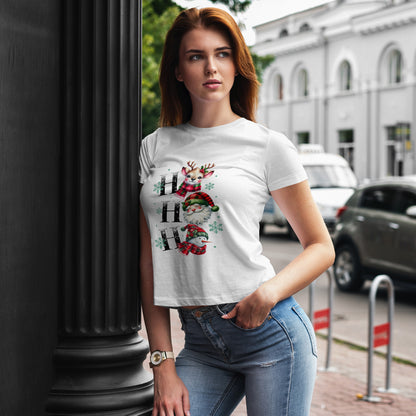 Ho Ho Ho Christmas Shirt - Cute Reindeer, Santa & Snowman Tee