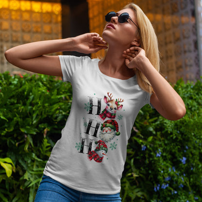 Ho Ho Ho Christmas Shirt - Cute Reindeer, Santa & Snowman Tee