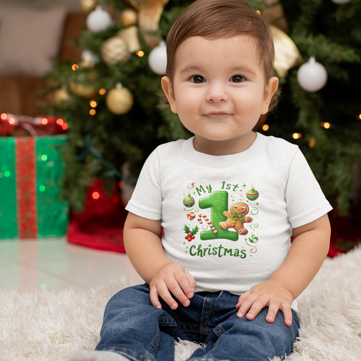 My First Christmas Baby Shirt - Gingerbread & Candy Cane Infant Tee