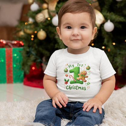 My First Christmas Baby Shirt - Gingerbread & Candy Cane Infant Tee