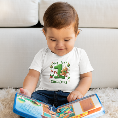 My First Christmas Baby Shirt - Gingerbread & Candy Cane Infant Tee