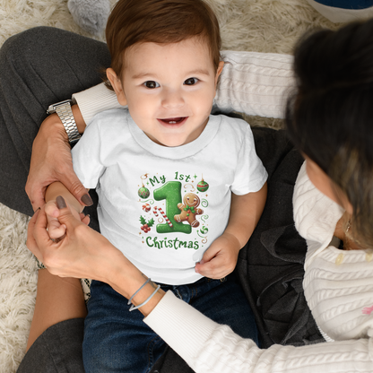 My First Christmas Baby Shirt - Gingerbread & Candy Cane Infant Tee
