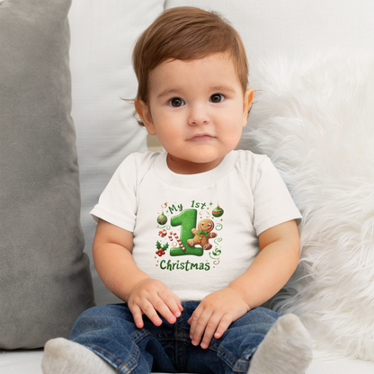 My First Christmas Baby Shirt - Gingerbread & Candy Cane Infant Tee