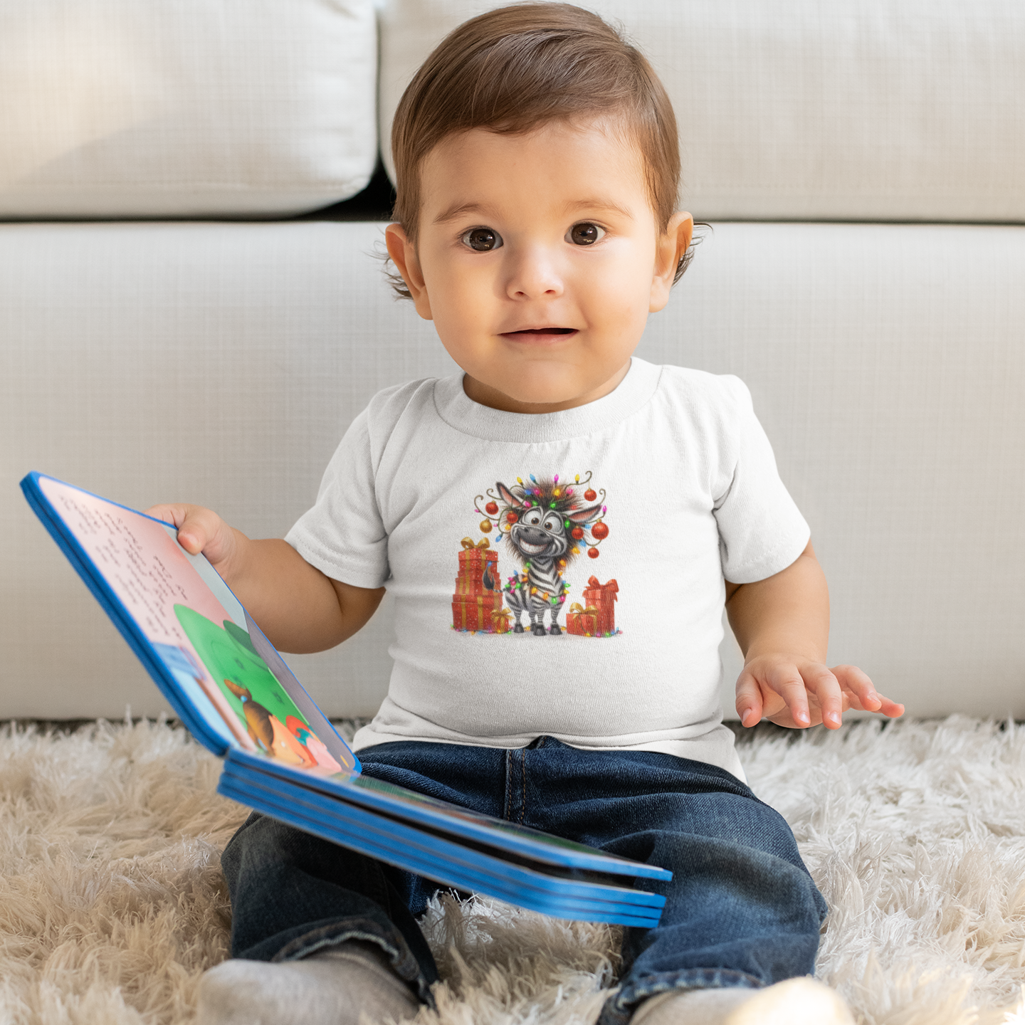 Baby Zebra Christmas Lights Infant T-Shirt – Funny Safari Holiday Tee