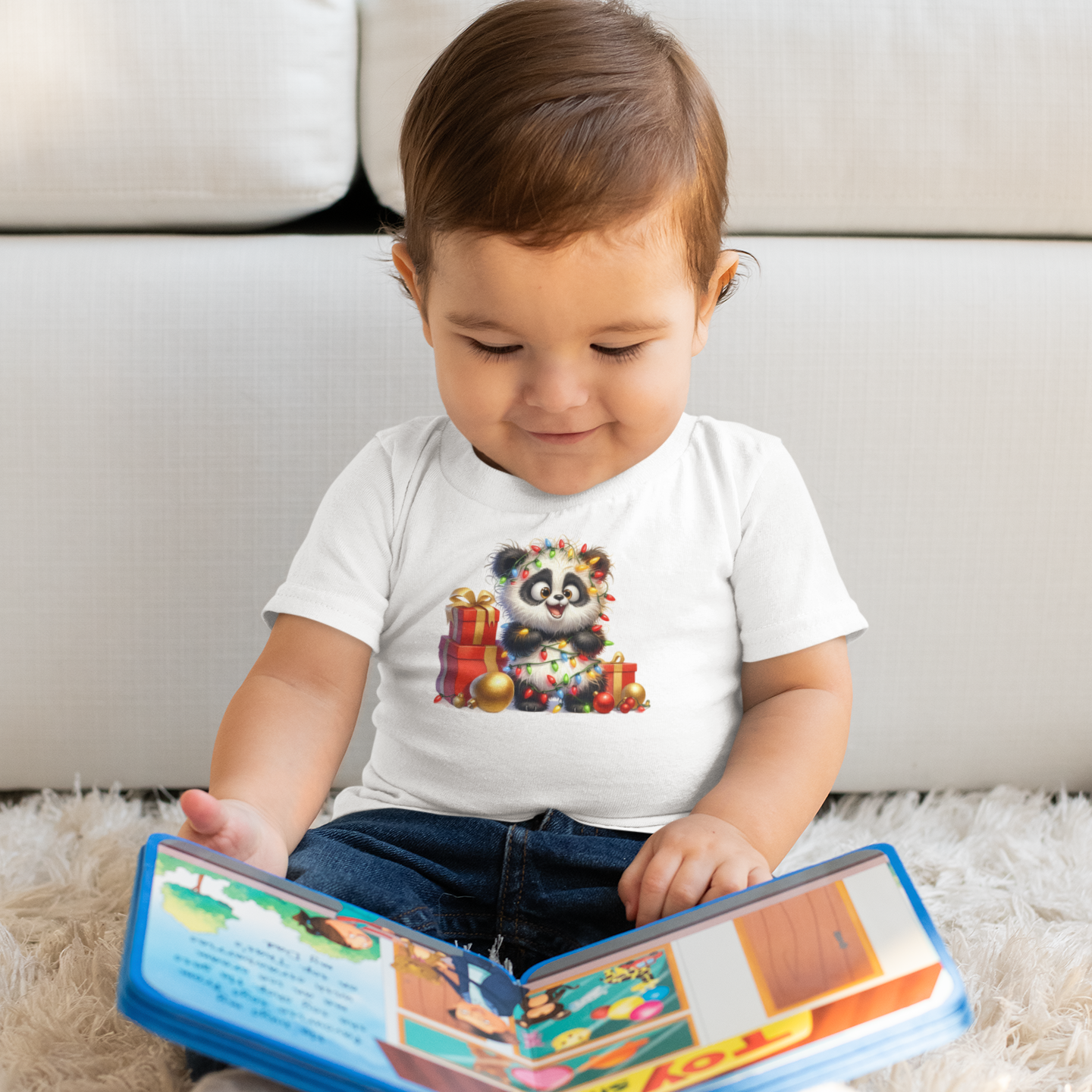 Baby Panda Christmas Lights Infant T-Shirt – Cute Holiday Outfit